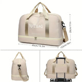 NNEOBA Travel Duffle Bag with Shoe Compartment & Strap (Beige)