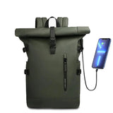 NNEOBA Expandable Waterproof Backpack Roll-Up Design with USB Charging Port Green