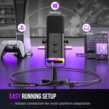 NNEOBA  USB/XLR Dynamic Microphone RGB Control Headphone Jack