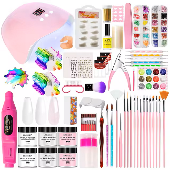 NNETM UV LED Nail Drill Kit Acrylic Nail Tips and drill Tools - Complete Manicure and Pedicure Set for Beginners
