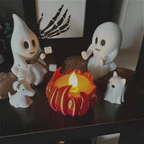 1 Set Halloween Ghost Campfire Decor with Dog & Cat Figures