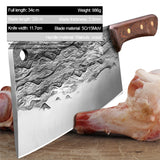 NNEOBA 1KG Handmade Forged Chopping Knife 5mm Thick Bone Cleaver Black