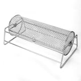 NNEOBA 12-Inch Stainless Steel Rolling BBQ Grill Mesh Rotisserie Roaster Cage Silver