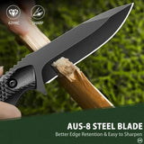 NNEOBA Hunting Tactical Fixed Blade Knife Black