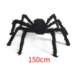 200cm  weighs only 0.100 kg Extra Large Plush Black Spider Outdoor Home Bar Party Haunted House Horror Props Halloween Decoration