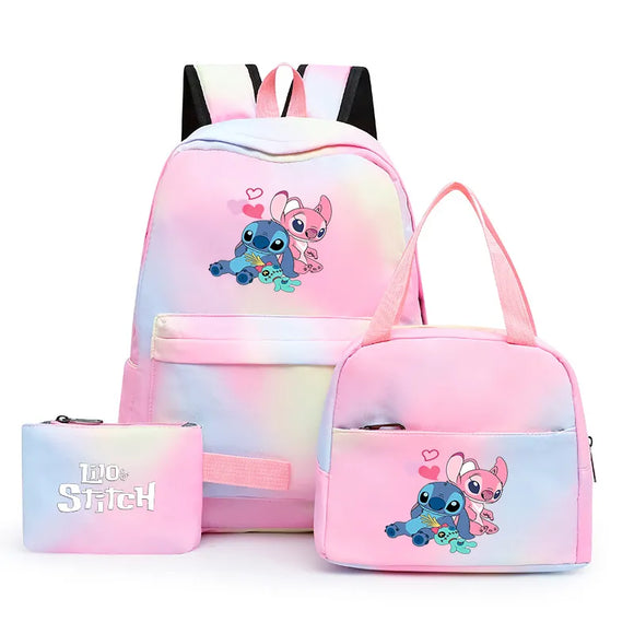 NNEOBA 3 PCS Lilo & Stitch Colorful Backpack Set (Includes Lunch Bag)