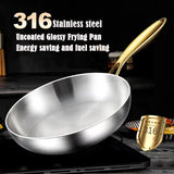 NNEOBA 316 Stainless Steel Nonstick Frying Pan 7-Ply Wok Pan Silver
