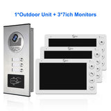 NNEOBA 3-Unit Video Intercom Doorbell System with RFID Unlock