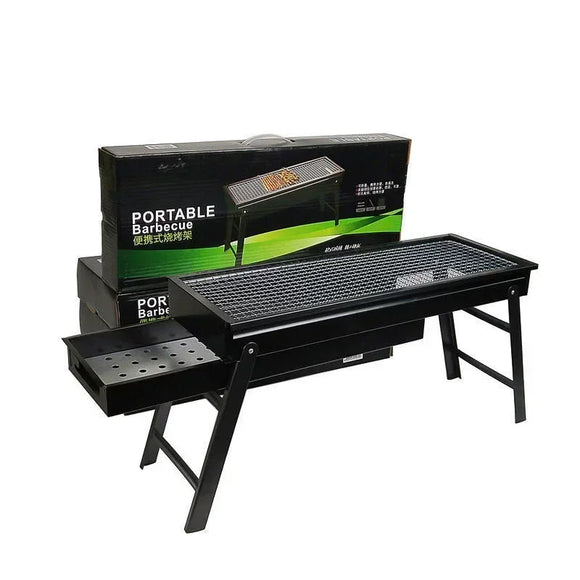 NNEOBA Folding Portable Charcoal BBQ Grill Iron Outdoor Barbecue Rack Black