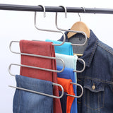 NNEOBA 5 layers Stainless Steel Clothes Hangers S Shape Pants Storage Hangers Clothes Storage Rack Multilayer Storage Cloth Hanger