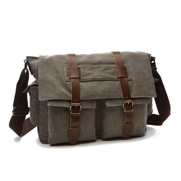 NNEOBA Men's Canvas Business Messenger Shoulder Bag (Grey)
