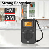 NNEOBA Mini Weather Pocket Radio Player Black