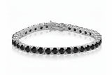 Sterling Silver 18K Gold-Plated Black Zircon Tennis Bracelet – Unisex Fashion Jewelry