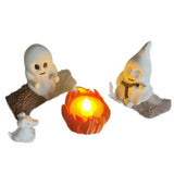 1 Set Halloween Ghost Campfire Decor with Dog & Cat Figures