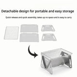 NNEOBA Portable Foldable Barbecue Grill Heating Stove Multi functional Camping Grid Firewood Stove Stainless Steel Grill