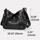 NNEOBA Women's Multi-Layer Leather Shoulder Crossbody Bag (Black)