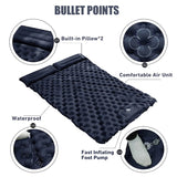 NNEOBA Double Inflatable Camping Mattress with Built-in Pillow Pump Navy Blue