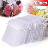 100-Piece White Random Mesh Organza Drawstring Gift Bags