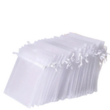 100-Piece White Random Mesh Organza Drawstring Gift Bags