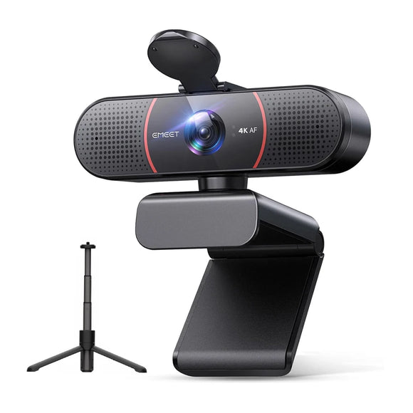 NNEOBA 4K USB Webcam with Tripod Sony Sensor Autofocus Black