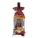 A-02(22x21cm) Creative Christmas Wine Bottle Set Golden Velvet Dress Wine Bottle Covers Sleeve Santa Snowman Xmas New Year Dinner Table Decor