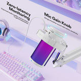 NNEOBA USB Gaming Microphone RGB Noise Canceling Gain Control