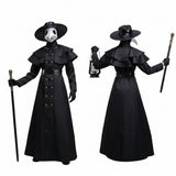 Halloween Medieval Hooded Robe with Plague Doctor Costume Mask & Hat
