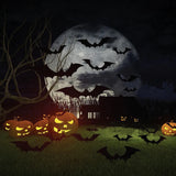 60-Piece Halloween 3D Black Bat PVC Wall Stickers