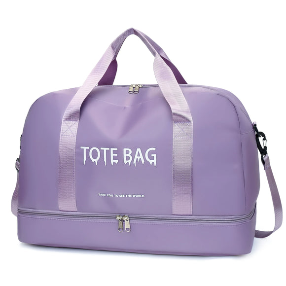 NNEOBA Travel Duffle Bag with Shoe Compartment & Strap (Purple)