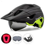 NNEOBA LED Bike Helmet Magnetic Goggles Sun Visor Green