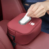 NNEOBA Leather Car Tissue Organizer Storage Bag–Multi-Position Holder Red