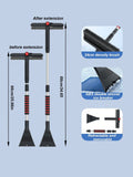 2-in-1 Retractable Car Snow Brush & Ice Scraper – Aluminum Double-Head Winter Cleaning Tool