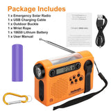 NNEOBA Solar Hand Crank Emergency Radio 3-in-1 Orange