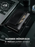 NNEOBA Men’s Blocker Wallet - Genuine Leather Wallet with Coin Pocket, Black