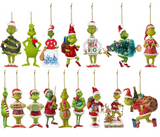 17Pcs 2D Green Monster Christmas Ornaments Flat Acrylic