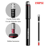 NNEOBA Mini High-Pressure Bike Pump 150 PSI Portable Hand Air Inflator Black