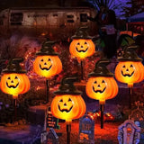 5-Pack Solar LED Pumpkin Stake Lights – Warm White Outdoor