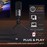 NNEOBA USB Condenser Microphone with Gain Control Metal Recording Mic