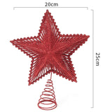 25CM Glitter Christmas Tree Topper Red Star