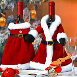 A-02(22x21cm) Creative Christmas Wine Bottle Set Golden Velvet Dress Wine Bottle Covers Sleeve Santa Snowman Xmas New Year Dinner Table Decor