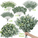 15pcs Mixed Willow & Silver Artificial Eucalyptus Stems & Leaves