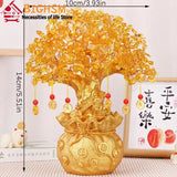 NNEOBA 14cm Feng Shui Yellow Lucky Wealth Trees