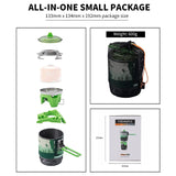 NNEOBA Compact Camping Gas Burner Cooking System Green