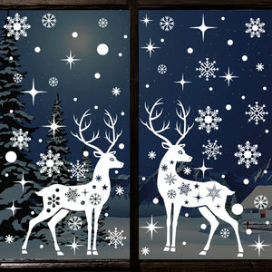 NNEOBA Merry Christmas Window Stickers - Elk Xmas Decorations
