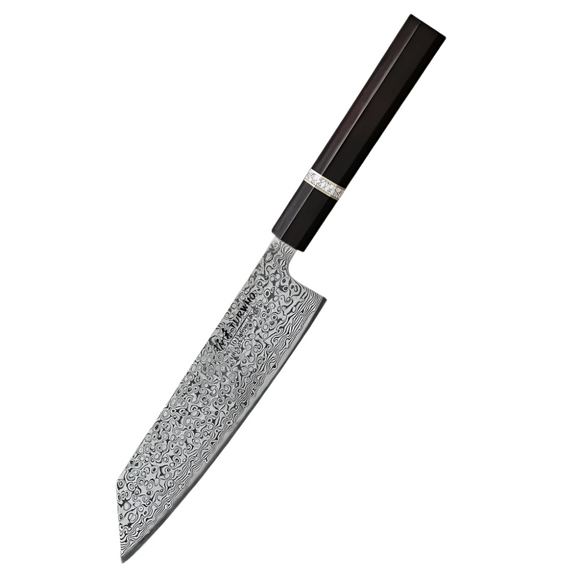 NNEOBA 7-Inch Hand-Forged Kiritsuke Knife 73-Layer Damascus Steel Black
