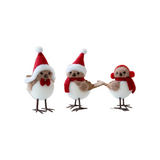 3Pcs Christmas Foam Bird Ornaments with Red Santa Hats and Scarves