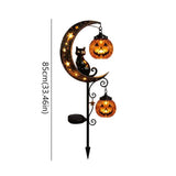 Black Cat & Pumpkin Moon Garden Stake Light – 85cm Waterproof
