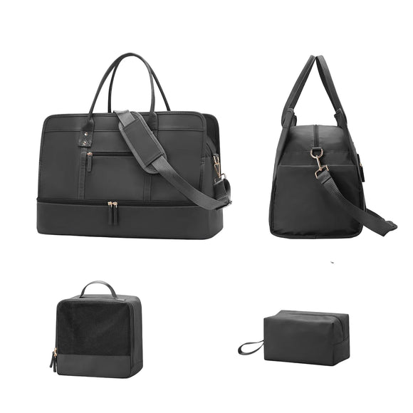 NNEOBA Luggage Travel Bag with Clothes and Toiletry Bag (Black)