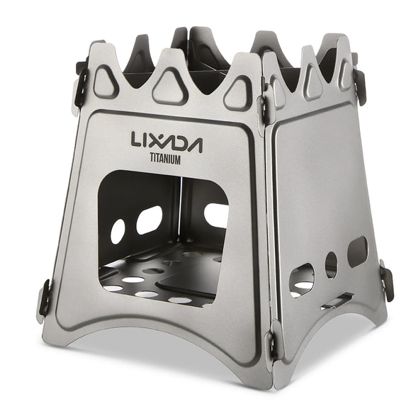 NNEOBA Compact Folding Titanium Wood Stove Silver