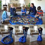 Blue Toy Storage Bag & Play Mat 50cm Portable Toys Organizer